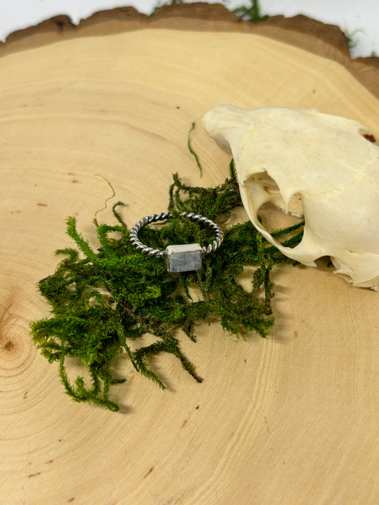 Rectangle Moonstone Twist Ring - size 7