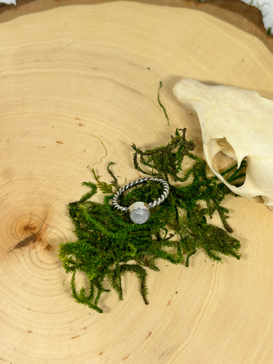 Round Moonstone Twist Ring - size 5.5