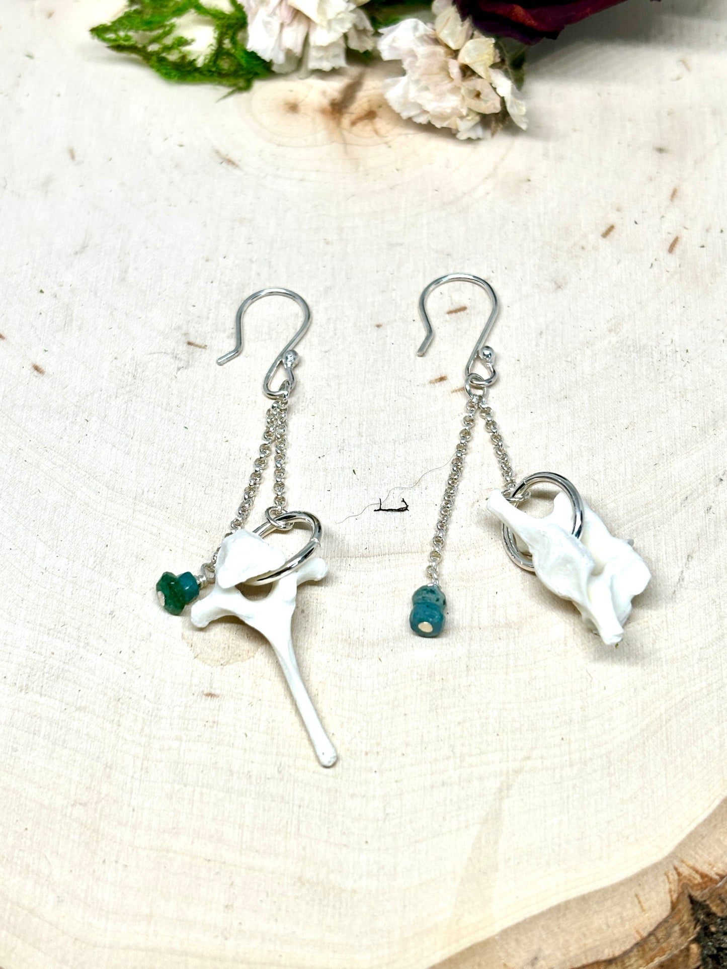 Emerald and Vertebrae Earrings