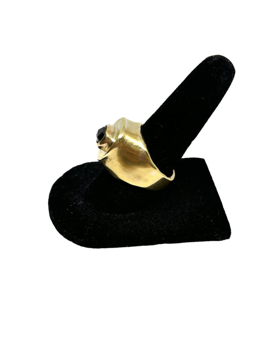 Brass and Garnet Hollow form - size 6.5