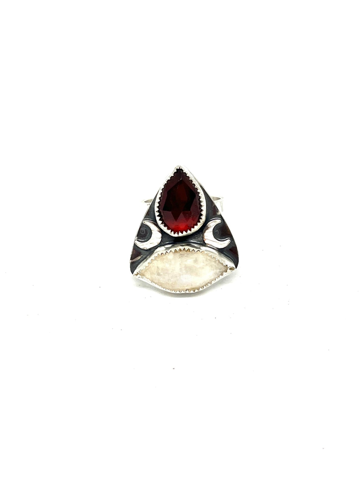 Garnet and Moonstone Ring - size 7