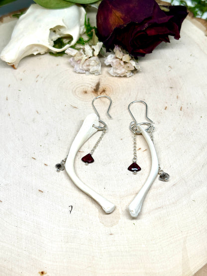 Herkimer, Garnet and Turtle Hyoid Earrings