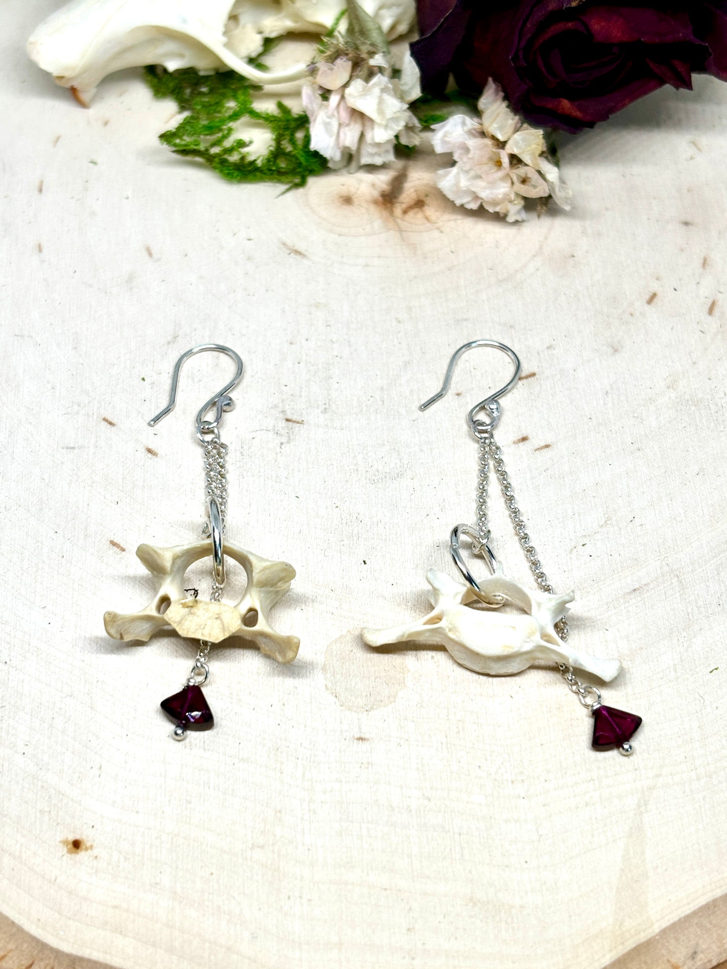 Garnet and Vertebrae Earrings