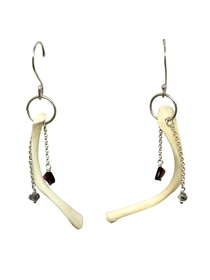 Herkimer, Garnet and Turtle Hyoid Earrings