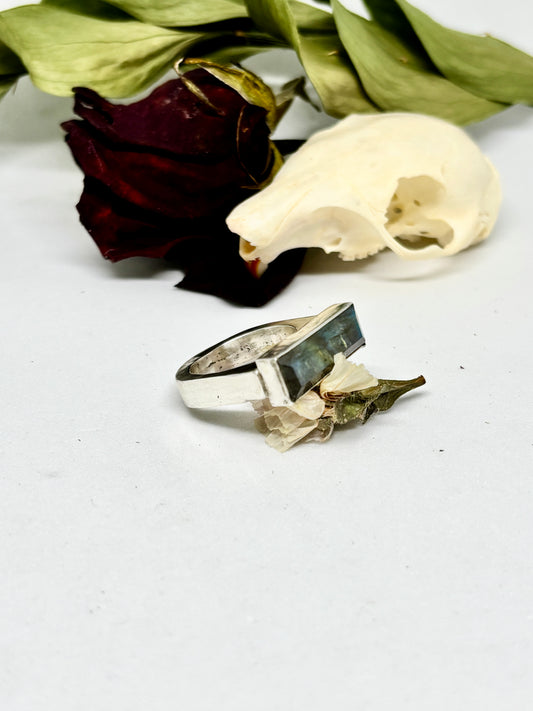 Labradorite Signet Ring - size 7