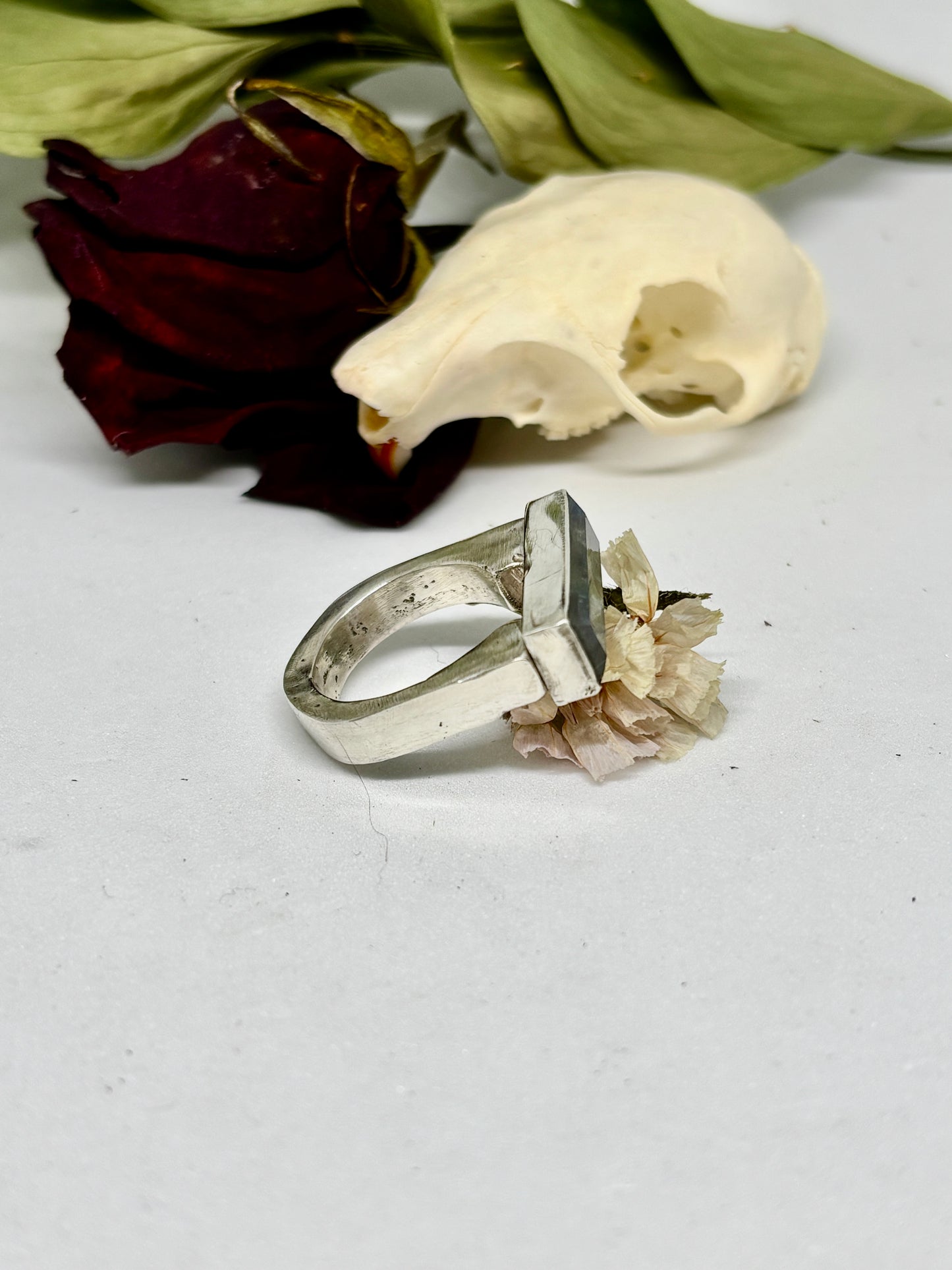 Labradorite Signet Ring - size 7