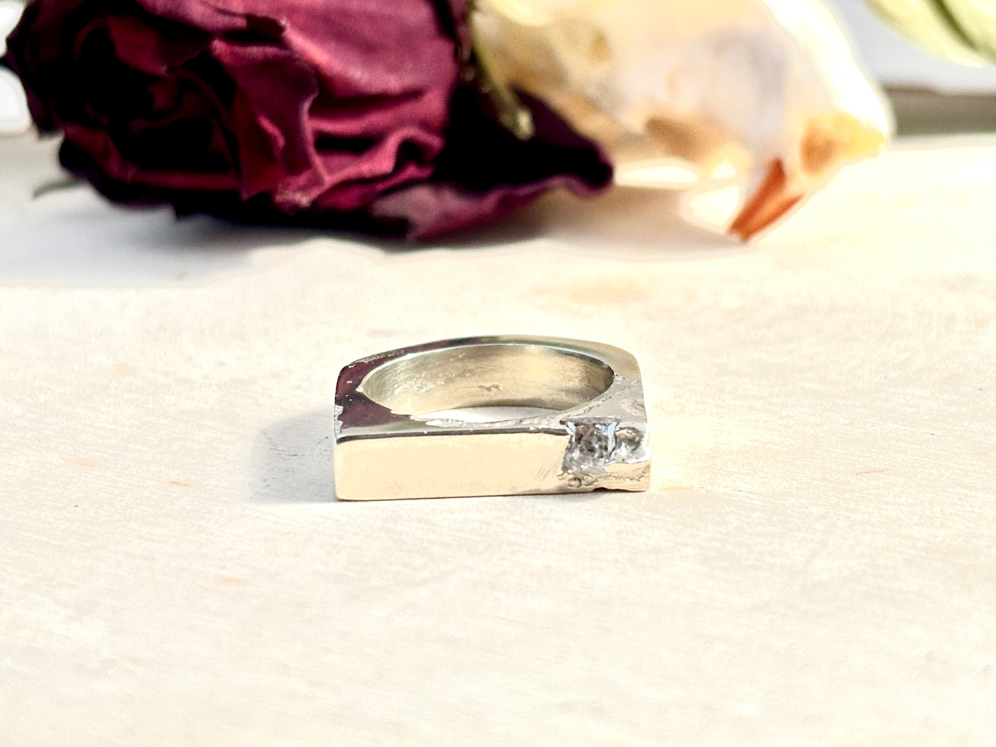 Signet Ring with CZ - size 6