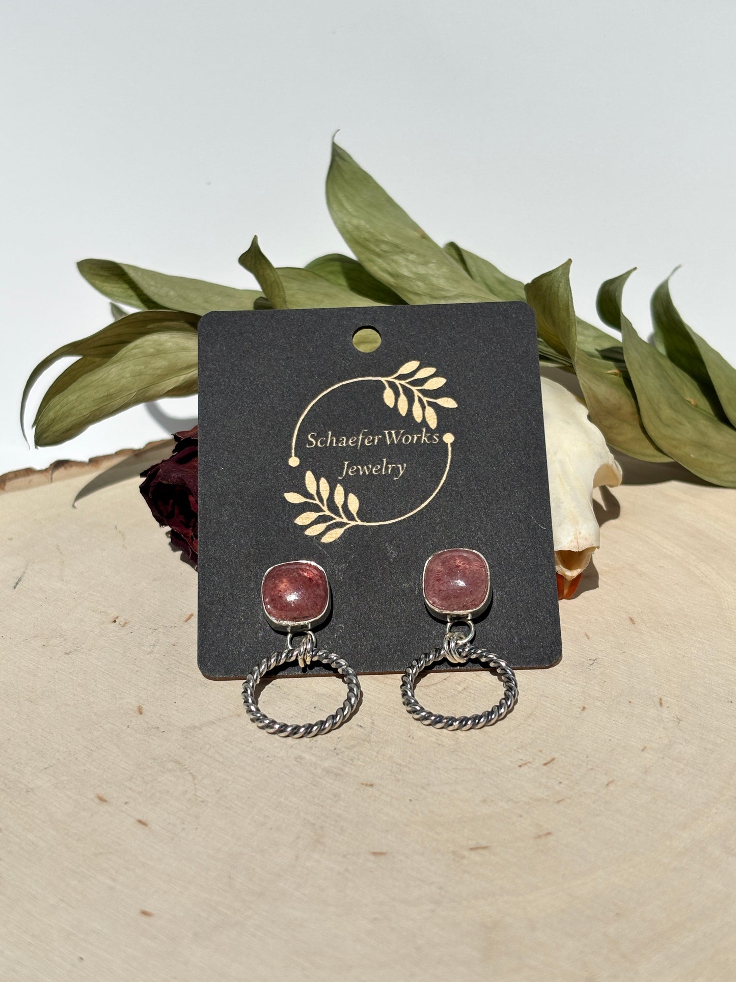 Strawberry Quartz Studded Hoops
