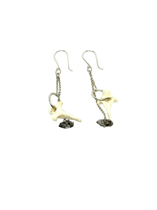 Herkimer and Vertebrae Earrings