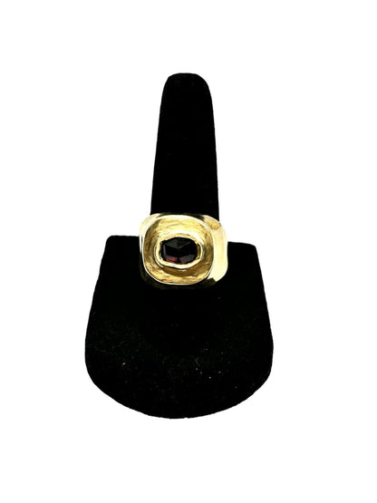 Brass and Garnet Hollow form - size 6.5