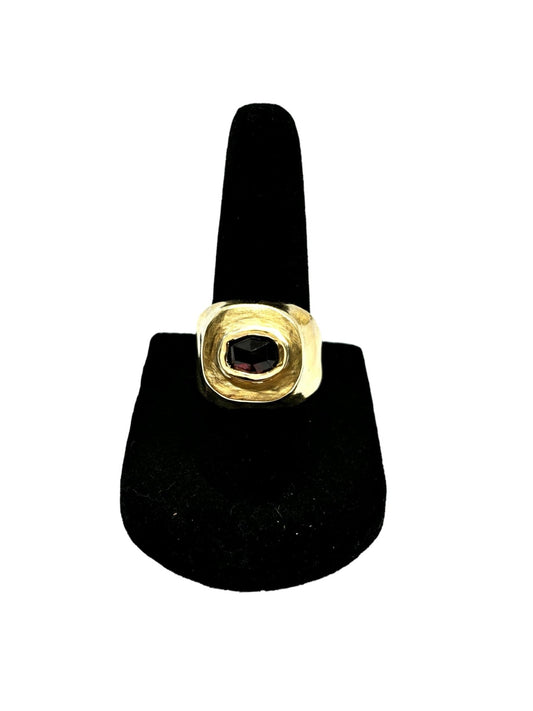 Brass and Garnet Hollow form - size 6.5